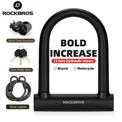 ROCKBROS Bike U Lock Anti-theft Cycling U-Shape Lock Motorcycle Alloy Bold Lock • $24.99