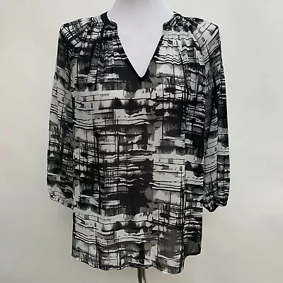 Simply Vera Vera Wang Women's Top Medium Black Gray White Multicolor Sheer • $19.99