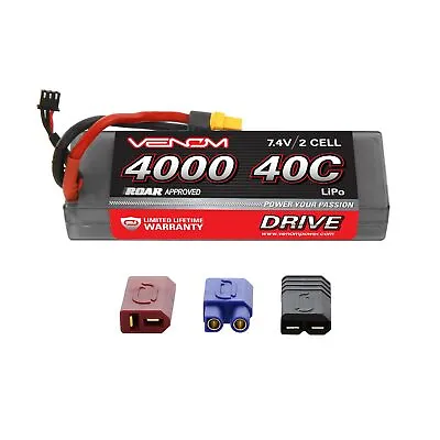 Venom Sport Power 40C 2S 4000mAh 7.4V LiPo Battery ROAR Approved With UNI Plug • $68.99