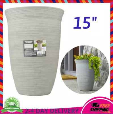 Better Homes & Gardens Terrence 15  Wide Round Resin Vase Cement Color - NEW • $25.88