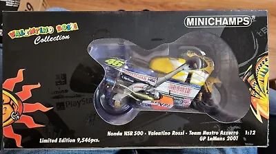 MINICHAMPS 1:12 HONDA NSR 500 VALENTINO ROSSI NASTRO AZZURRO GP LeMANS 2001 NEW • $174.95