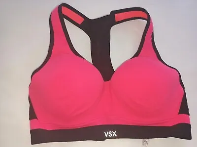 Victoria Secret 32C Sport BRA Push Up Gym Knockout Pink VSX Logo Mesh • $16.99