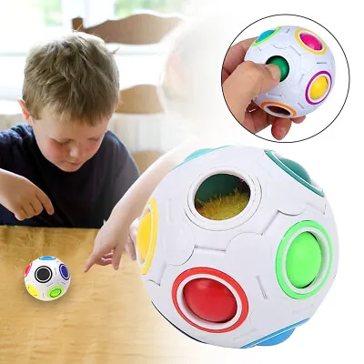 Magic Rainbow Revolve Ball Fidget Stress Relief Brain Teaser Educational Toy • £3.29