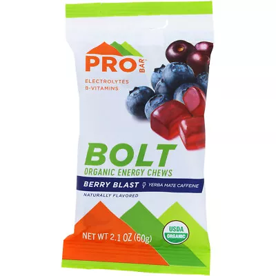 Probar Bolt Organic Energy Chews Berry Blast 2.1 Oz 12 Pack Bulk Case • $37