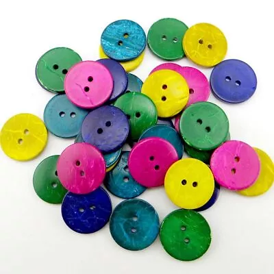 10-30mm Coconut Buttons Colorful Round Button 2 Holes Clothes Sewing Decoration • $13.40