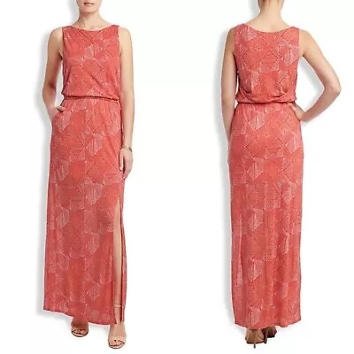 LUCKY BRAND Orange Long Sleeveless Geometric Summer Maxi Dress Size Small • $34.99