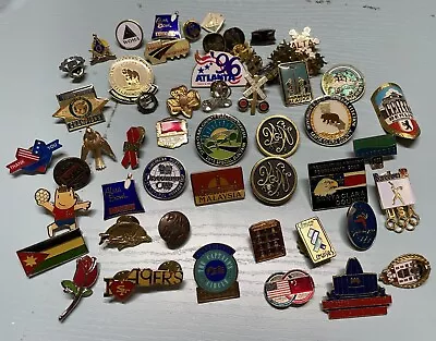 Vintage Lot Of 55 Pin-backs Variety Mixed Pins 229.3 Grams • $29.95