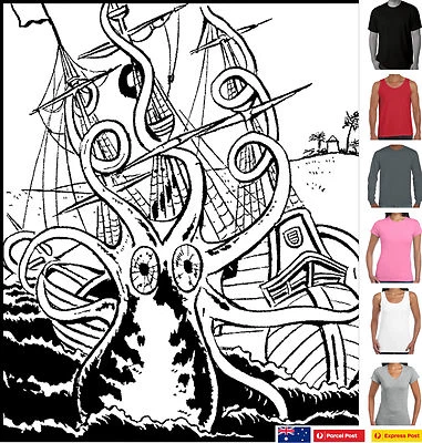 $24.95 • Buy Octopus Kraken Squid Ship  Diver Funny T-shirts Women's Men's Scuba Aquatic Size