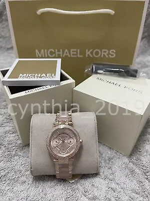 Michael Kors Parker MK6110 Mini Multi-Function Rose Gold & Pink Ladies Watch • $125