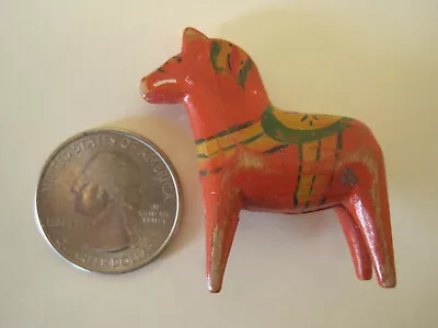 Miniature Vintage Antique 1.5  Hand Painted DALA HORSE Wood Sweden Nils Olsson? • $29.50