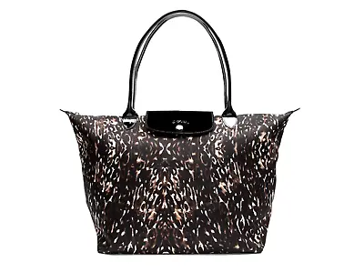 NWT Longchamp Le Pliage Neo Le Fauvre Animal Black Brown Large Tote Bag $190 • $149.99