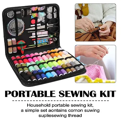 201 Piece X LARGE Sewing Kit Needle Thread Tape Scissor Set Portable Home Stitch • £8.59
