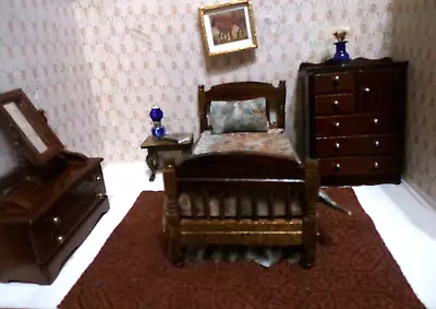 Dollhouse Miniature Bedroom COMPLETE • $26.99