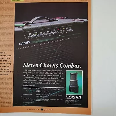 Vintage 22x30cm Magazine Advert Cutting LANEY LINEBACKER STEREO CHORUS • £10