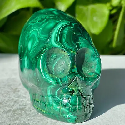 434G Natural Gemstone Malachite Quartz Crystal Skull Carved Healing Reiki Stone • $0.99