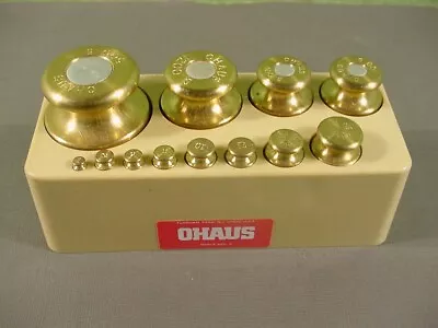 12 Piece Vintage Ohaus Brass Calibration Weight Set 1 G To 500 Gram With Holder • $199.99
