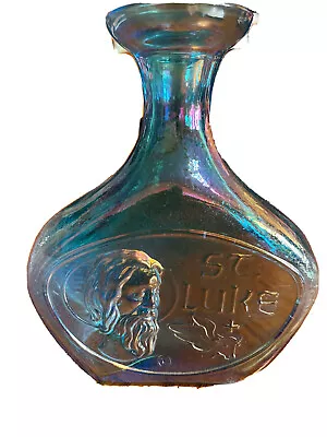 VTG Wheaton Blue Glass Bottle Saint Luke Engraving • $5.95