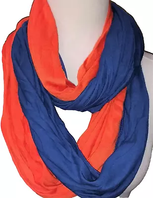 Orange And Royal Blue Team Color Soft Interlock Infinity Scarf • $5.99