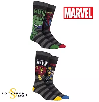 Mens Socks Marvel Comics Hulk Spider-Man Iron Man Wolverine 4 Pair Pack SOCKSHOP • £12.99