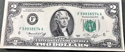 Uncirculated Brand New  Crisp   $2 Dollar Bill  Series 1976      Stock Photo • $5.99