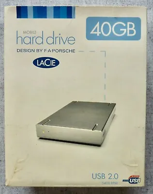 Lacie 40GB Porsche USB 2. Mobile Hard Drive.Boxed Excellent Working Condition. • £50