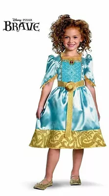 DISNEY PIXAR BRAVE MERIDA GOLD TRIM BLUE DRESS HALLOWEEN COSTUME GIRL Small 4-6X • $15