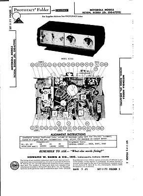 Motorola XC2GH XC3GU AM Clock Radio Photofact SAMS Service Manual • $8.25