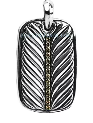 David Yurman Amazing Chevron Pave Cognac Diamonds 0.34 Pendant Dog Tag #117 New • $695