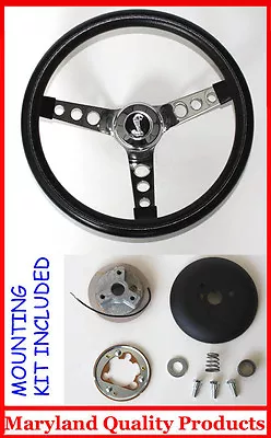 1970-1978 Mustang Cobra II Black Steering Wheel 14 1/2  Cobra Snake Center • $129.96