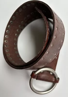 J. CREW Brown Leather Belt W/ Brass Buckle & Flat Studs Size M • $26.99