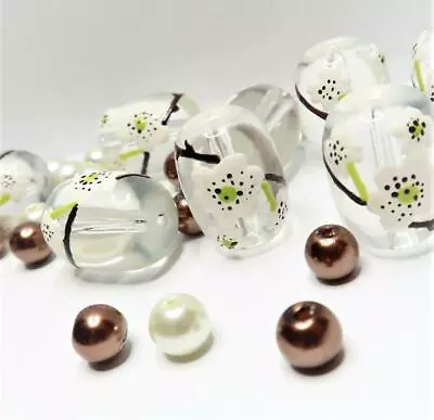 Flower Beads Jewelry Making Arkansas Michigan State Flower Apple Blossom 40 Pcs • $13.96