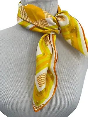 Vera Neumann MCM Mod Scarf Yellow Green Orange Geo Print Scarves By Vera 22 X 22 • $38.99