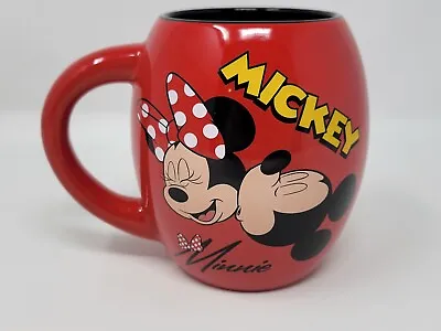 Disney Mickey & Minnie Mouse Ceramic Red Coffee Mug Kiss 18oz VTG Official Auth • $12.94