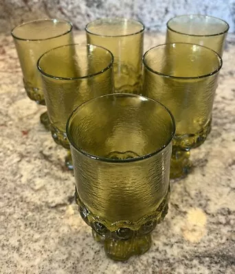 Set Of 5-Vintage Tiffin Franciscan Madeira Green Goblets. Uranium Glass. 5.5”H. • $34.95