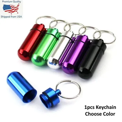 Waterproof Aluminum Medication Pill Container Box Bottle Case Keychain Holder • $6.99