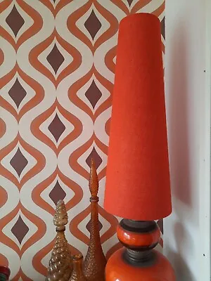 70cm TALL! West German Lampshade Retro Vintage 60s 70s Lamp Fat Lava Dark Orange • £63.99