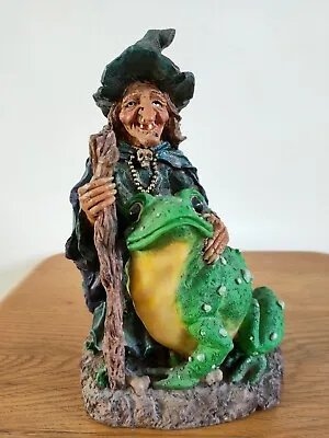 Witch & Frog Money Box Ornament Figure Resin 19cm Pagan Goth Magic • £23