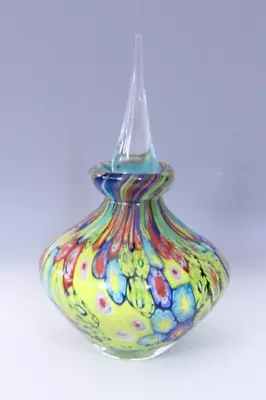 Perfume Bottle With Stopper Millefiori Vanity Dresser Bottle 7  Tall • $89.99