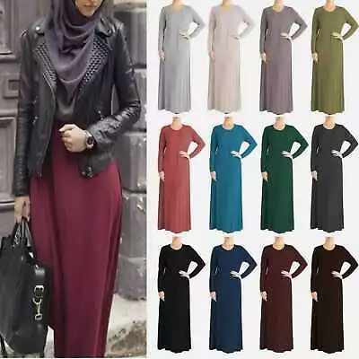 Womens Plain Abayas Islamic Burkha Kaftan Farasha Jilbab Casual Maxi Dress • £11.40