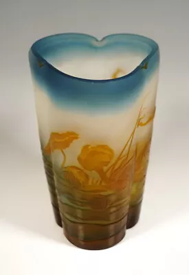 Galle Nancy Cameo Vase France Water-Lily Decor Water-Lily Pond Um 1905 • £3331.38