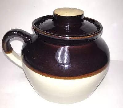 Vintage Bean Pot Marked USA.  Brown And Off White Color. • $13