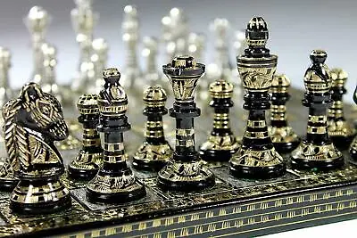 12 Inch Brass Premium Metal Solid Brass Large Chess Board Set Vintage Chess Set • $160