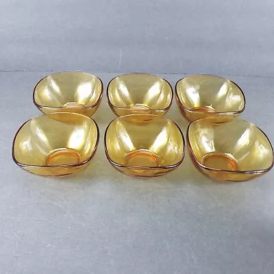 Vintage Vereco Dessert Candy Bowls Set Of 6 Small 4  Amber Glass Made In France • $39.99