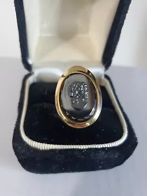 Sarah Coventry Vintage Cameo Ring Sz 7 Adjustable Signed Goldtone • $28.20