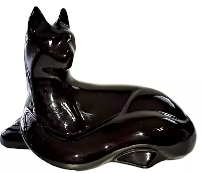 Haeger Reclining Ebony Black Cat Figurine Large Statue Gloss Art Pottery • $92