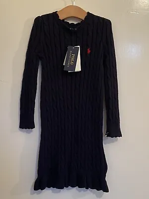 £17.99 • Buy Polo Ralph Lauren Girl Cable Knit Sweater Dress Navy Size 4