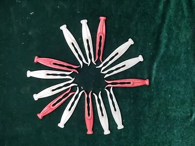 Lot Of 13 Vintage Kordite Mid Century Plastic Clothespins Red And White 1950s • $4.99