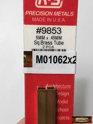 M01062x2-FS MOREZMORE 2 Brass Square Tube #9853 Metric 5mm X 300mm K&S Tubing • $10.59