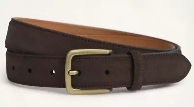 BROOKS BROTHERS Classic BROWN Suede Men's Belt With Silver Buckle SIZE 38 | $128 • $114.95