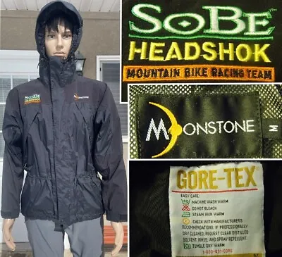 Vtg MOONSTONE Goretex Jacket SOBE HEAD SHOK Mountain Bike Race Team Rain Ski MED • $119.70